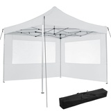 Tectake Faltpavillon 3 x 3 m inkl. 2 Seitenteile weiß