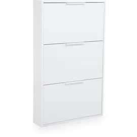 Die Möbelfundgrube Schuhkipper 65 x 106 x 15 cm 3-türig weiß / weiß hochglanz
