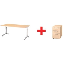 OTTO Office Premium Möbel-Set »Otto Office Line II« 2-teilig, Schreibtisch mit C-Fuß braun