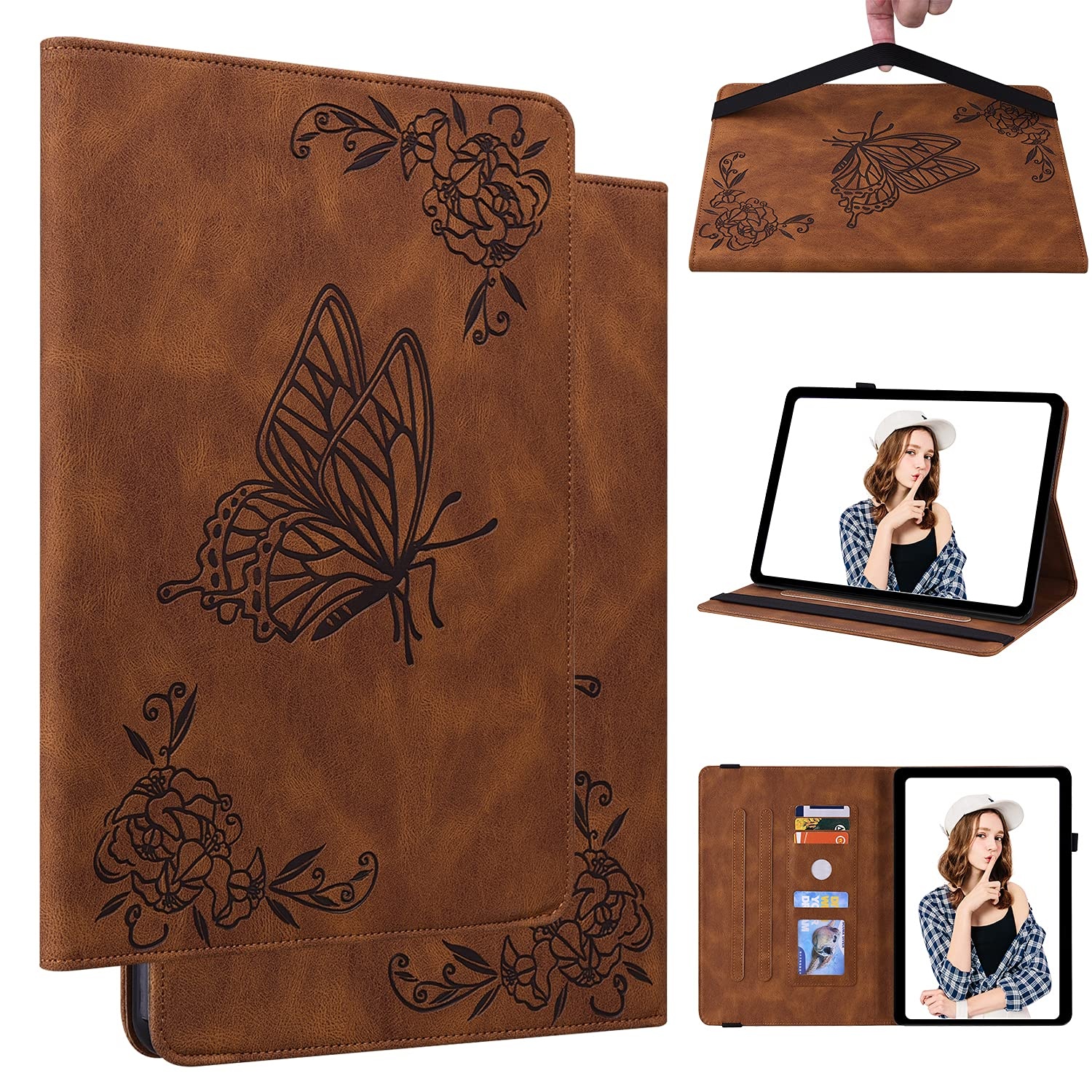 Magnetische Hülle Kompatibel with Lenovo Tab P12, Lenovo Tab P12 PU Leder Klapphülle Magnetische [Standfunktion] [Kartenfächern] Schutzhülle für Lenovo Tab P12 Braun