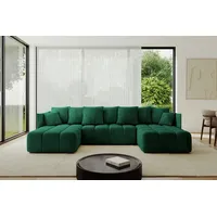 ALTDECOR Wohnlandschaft LONLI-U, Couch mit Schlaffunktion, Stauraum Wohnlandschaft Funktionsecke, Corner Sofa Bett Eckcouch Couch U-Form Schlafcouch Ausziehbar grün