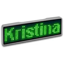 LED Name Tag, 11x44 Pixel, USB - Rahmen: silber - LED: grün
