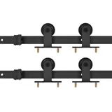 vidaXL - Schiebetür-beschlagsätze 2 Stk. 183 Cm Stahl Schwarz