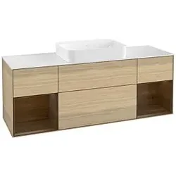 Villeroy und Boch Finion Waschtischunterschrank G741GNPC 160x60,3x50,1cm, Regale Walnut veneer, Oak Veneer