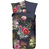 Descanso »Simone«, Mako Satin, 135x200, Biese, Reißverschluss, Wende, Blumen, Bordeaux grau