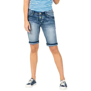 Timezone Damen Jeans Short Slim NALITZ - Mid Waist - Slim Fit - Blau W25-W33, Größe:W 26, Farbe:3014-3547 Fresh Indigo Wash - 26W