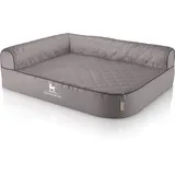 Knuffelwuff Eck Hundebett Winslow Orthopädisch Kunstleder L 85 x 63cm Lehne Links Grau