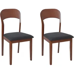 Esszimmerstuhl 2er Set ALVIN Holz Dunkelbraun