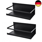 Luchs – 2er Set Magnetisches Regal für Kühlschrank aus Edelstahl, Hängeregal, Küchenregal, Gewürzregal, Kühlschrank Regal, Organizer mit Haken (Schwarz)