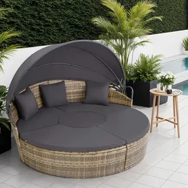 Tectake Sonneninsel Rattan natur/dunkelgrau