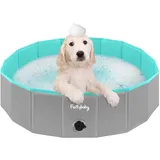 Faltbarer Hundepool für Hunde, Hunde-Polsterbecken, tragbar, für Hundebad, Kunststoff, groß, hart, Kinder-Pool (grau, 80 x 20 cm)