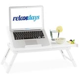 relaxdays Laptop Tablett Bambus Laptoptisch weiß, Bambus weiß