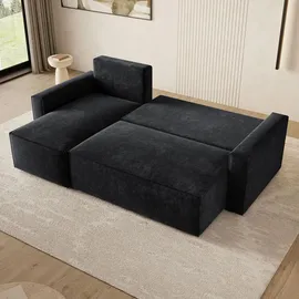 masseno Eckcouch Polyester 2-Sitzer Schwarz
