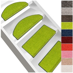 Stufenmatte Fallon, Treppenschutz in 9 Farben, 2 Varianten, Stufenschoner, Karat, Halbrund, Höhe: 8.5 mm, Velours-Oberfläche grün Halbrund – 23 cm x 65 cm x 8.5 mm