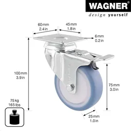 wagner® design yourself Apparate-Lenkrolle DELUXE RO 1776 3377601 grau