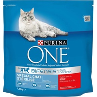 Futterkroketten für Katzen von Purina One, speziell für ausgewachsene Katzen, sterilisiert, Größe und Geschmack wählbar.