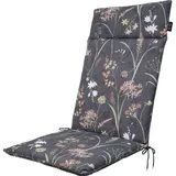 Natura Punto, Sitzkissen, 2er-Set Hochlehner-Auflage, Gartenstuhlkissen wasserabweisend, Blumenmuster anthrazit (120 x 50 cm)