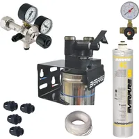 Zubehörset für SodaStream Umbau: 2 kg CO2 Flasche, 425 g Zylinder, 7 Bar Druckminderer, Everpure 4c Filter 11.300 L, 10 m Schlauch