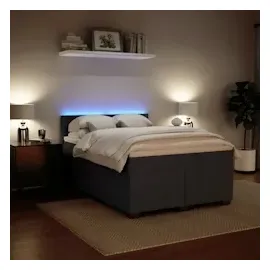 vidaXL Boxspringbett mit Matratze Dunkelgrau 160x200 cm Samt
