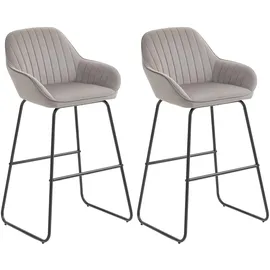 Homcom Barhocker 2er Set, Gepolstert Barstuhl für Küche, Wohnzimmer, Grau