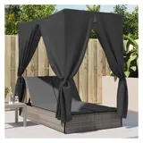 vidaXL Sonnenliege Doppelliege 200 x 59 x 27 cm Grau