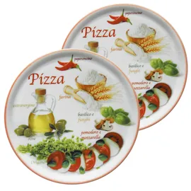 Mambocat 2er Set Pizzateller Napoli Pizzafoods rot 33cm - 04018#ZP2