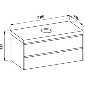 Laufen LANI Waschtischplatte wildeiche inklusive Unterschrank, 1 Ausschnitt mittig, 1185x495x580mm, H4065711122601, Farbe: Weiß matt
