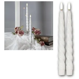 Star Trading LED Stabkerzen Flamme Shine, 2er Set, Flammenlose Echtkerzen mit Timer, Warmweiß, Batteriebetrieben, Weiß, 24,5 cm