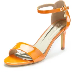 High-Heel-Sandalette LASCANA, Damen, Gr. 38, orange, Obermaterial: 100% Lederimitat. Futter: 100% Lederimitat. Decksohle: 100% Lederimitat. Laufsohle: 100% Synthetik, glänzend, elegant, Schuhe Riemchensandale Sandalette, im zeitlosen Design, Riemchensandalette VEGAN
