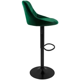 ML-Design Barhocker 2Er Set aus Samt Grün Gepolsterter mit Rückenlehne Fußstütze