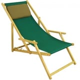 Erst-Holz Liegestuhl Gartenliege grün Sonnenliege Kissen Strandliege Holz Deckchair Gartenmöbel 10-304NKD