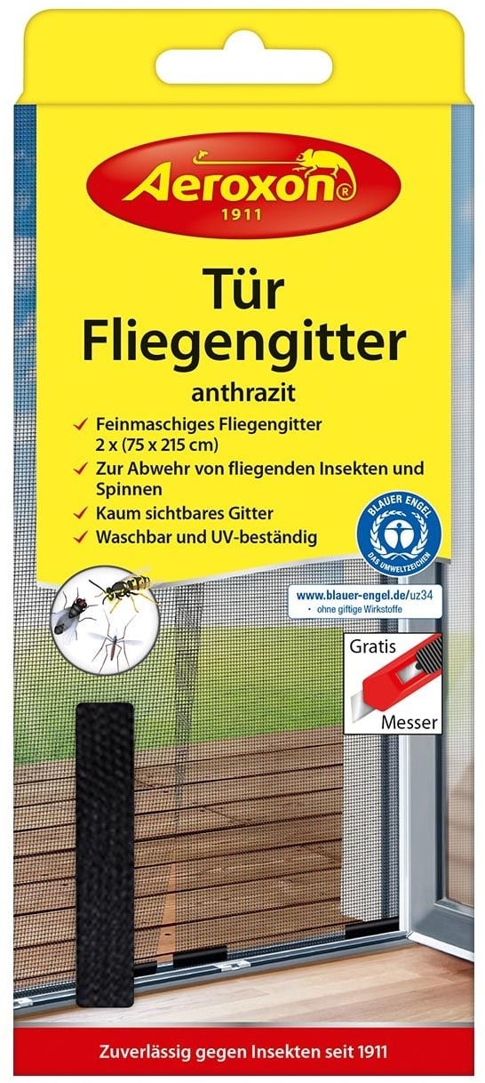 Aeroxon® Tür Fliegengitter Anthrazit 2x 75 x 215 cm Todo 1 St TODO