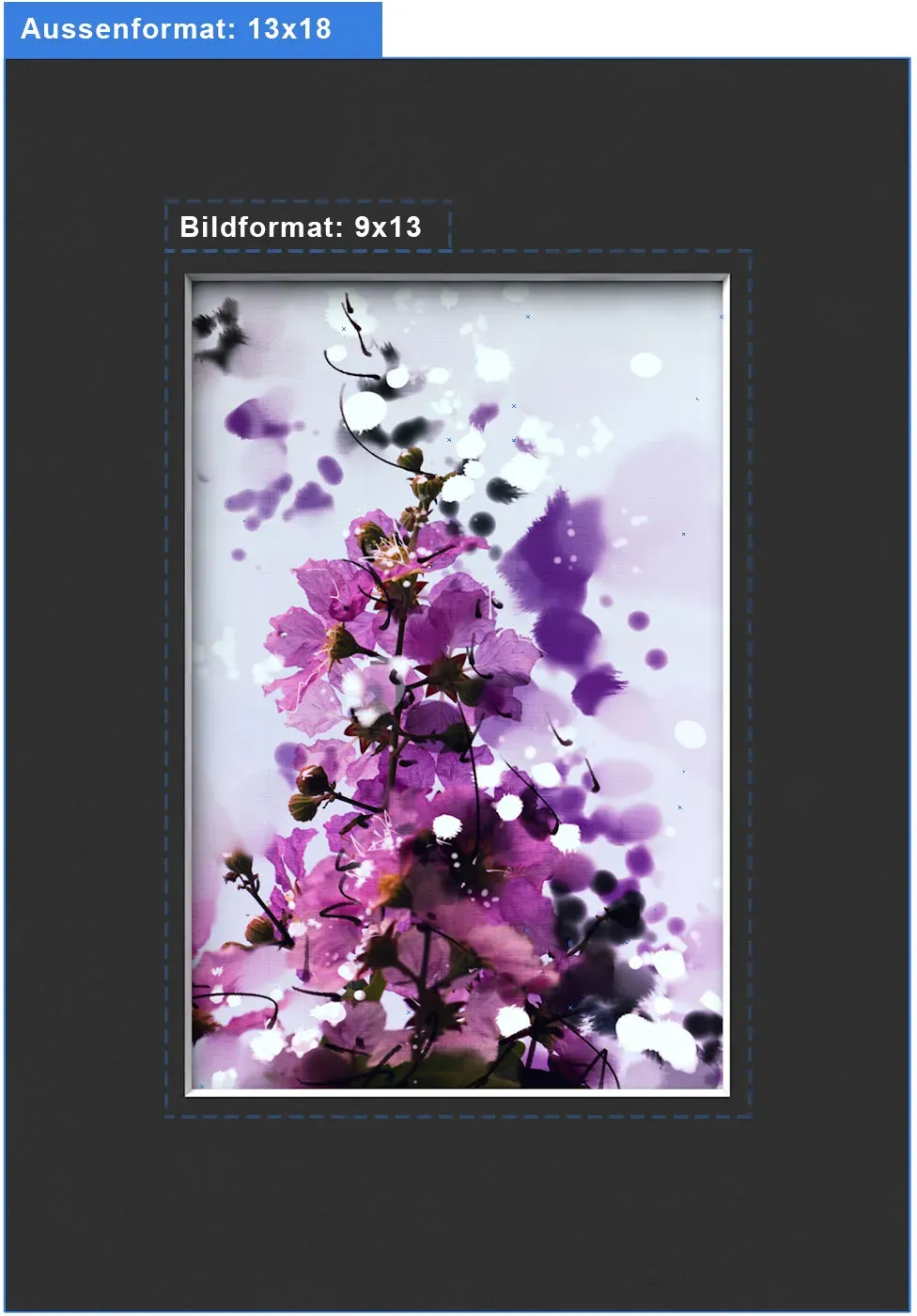 Nielsen Fertig-Passepartout - 1,4 mm Stärke 13 x 18 / 9 x 13 / Schwarz