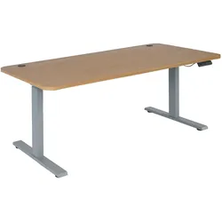 Mendler Schreibtisch HWC-D40, Computertisch, elektrisch höhenverstellbar 160x80cm 53kg ~ braun Struktur, grau