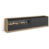 SKRAUT HOME Lowboard 207x50x37 cm Schwarz Eiche Holzwerkstoff