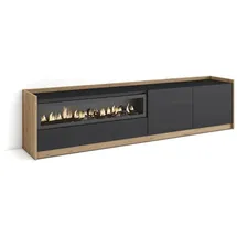 SKRAUT HOME Lowboard 207x50x37 cm Schwarz Eiche Holzwerkstoff