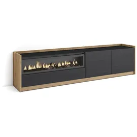 SKRAUT HOME Lowboard 207x50x37 cm Schwarz Eiche Holzwerkstoff