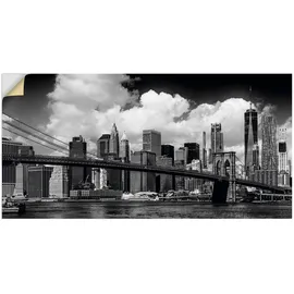 Artland Wandbild »Manhattan Skyline, Brooklyn Bridge«, New York, (1 St.), als Alubild Outdoorbild für den Außenbereich, Leinwandbild, Wandaufkleber versch. Größen schwarz B/H: 100 cm x 50 cm