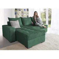 Ecksofa COLLECTION AB "Josy L-Form" Sofas Gr. B/H/T: 214cm x 84cm x 161cm, Cord, Ottomane beidseitig montierbar, grün (dunkelgrün) mit Bettfunktion und Bettkasten, Federkern