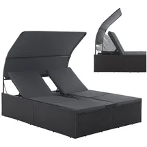 Juskys Syros Polyrattan Doppelliege Schwarz