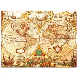 Wandbild ARTLAND "Antike Weltkarte", braun (farbe bild(er): braun), B:60cm H:45cm, Bilder, als Alubild, Outdoorbild, Leinwandbild, Poster, Wandaufkleber