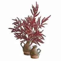 Loberon Deko-Blume 3er Set Trivane, aus Unzähligen Kunstbeeren, Graswedel-Optik,
