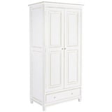 Casa Padrino Kleiderschrank Casa Padrino Landhausstil Schlafzimmerschrank Antik Weiß 90 x 55 x H. 190 cm - Massivholz Kleiderschrank mit 2 Türen und Schublade - Massivholz Schlafzimmer Möbel im Landhausstil