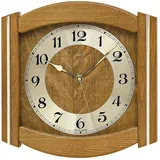 AMS Funkwanduhr F5822/4 (Quarz,Holz,Glas,Eiche,Wohnzimmer,Esszimmer,Küche,Made in Germany,Flur) braun