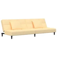 vidaXL Schlafsofa 2-Sitzer mit 2 Kissen Creme Samt