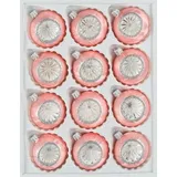 Navidacio 12 TLG. Glas-Weihnachtskugeln Set in ''Vintage Ice Rosa Silber' - Reflektorkugeln - Reflexkugeln - Reflector Ball