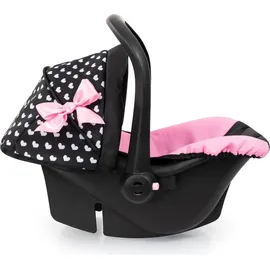 Bayer Design 67960AA Puppenautositz EasyGo, Puppensitz, Puppenzubehör, mit Dach, verstellbarem Griff, Rosa, Schwarz, Herzen