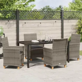 vidaXL Garten Essgruppe 5 pcs Grau Poly-Rattan - Grau