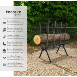 Tectake tectake® Holzsägebock, aus lackiertem Stahl, Belastbarkeit 400 kg, 76 x 53 x 102 cm