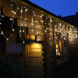 FHS International LED Eisregen Lichterkette 168 LEDs, 4 m, Timer außen 168er
